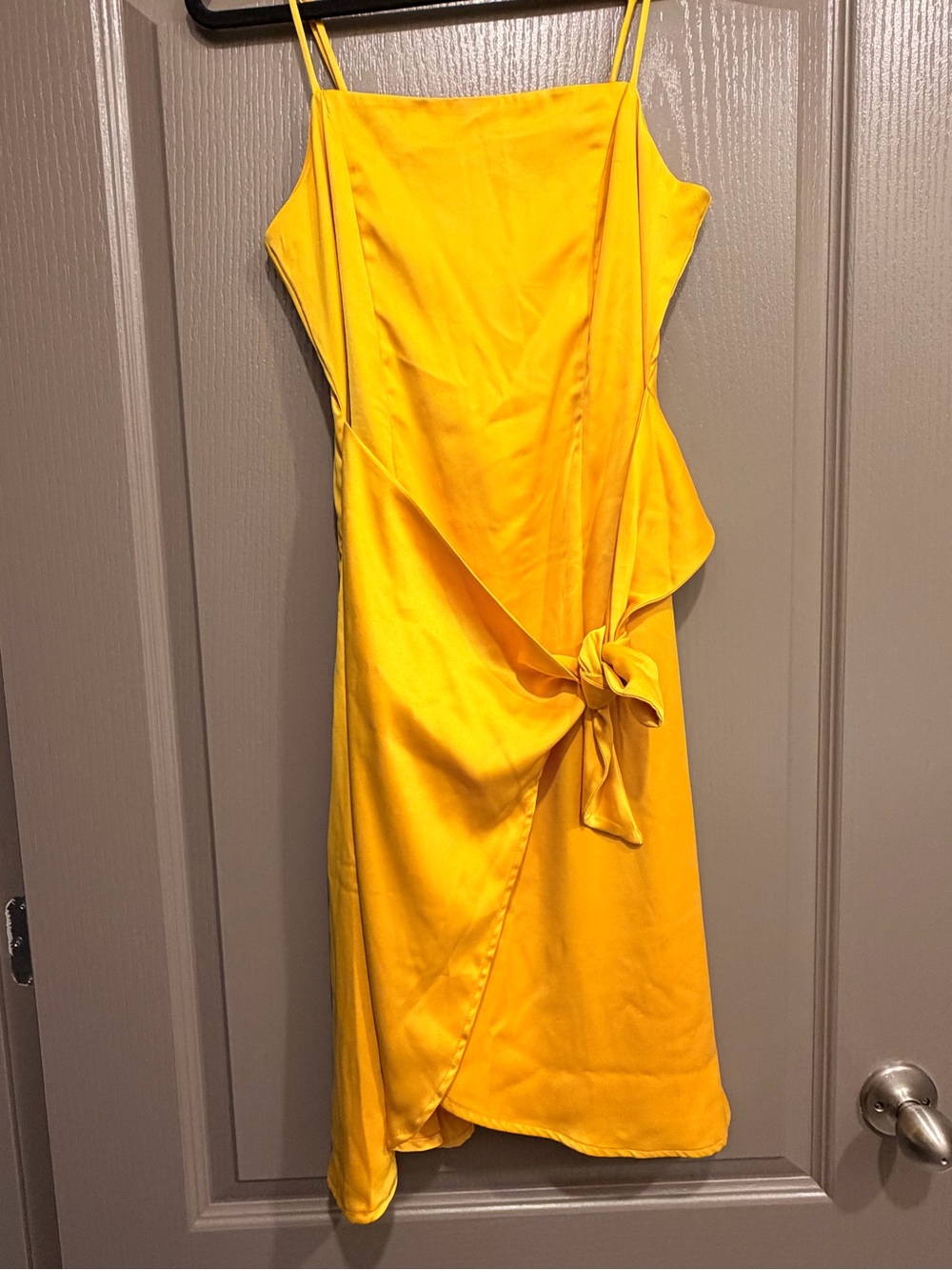Yellow Tie-Detail Satin Slip Dress - Nine West